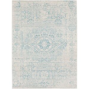 valeria teal and beige updated traditional area rug 2′ x 3′