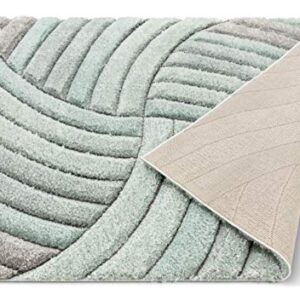 Well Woven Tilly Light Blue Geometric Stripes Thick Soft Plush 3D Textured Shag Area Rug 5x7 (5'3" x 7'3")