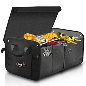 yogi prime trunk and backseat car organizer, trunk storage organizer will provides you the most storage space possible, use it as a back seat storage car cargo organizer black (box black)