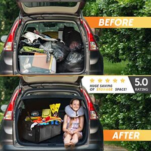 YoGi Prime Trunk and Backseat car Organizer, Trunk Storage Organizer Will Provides You The Most Storage Space Possible, Use It As A Back Seat Storage Car Cargo Organizer Black (Box Black)