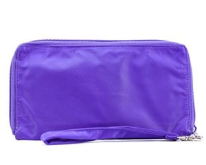 big skinny women’s panther clutch slim wallet, holds up to 40 cards, purple