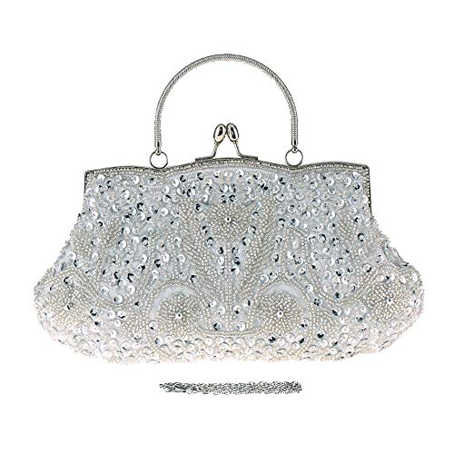 TOTZY Beaded Sequin Evening Bags 1920s Clutch Handbag Wedding Party Night Purse