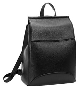 heshe genuine leather backpack designer purses for women casual daypack and anti theft ladies shoulder bags (black-r)