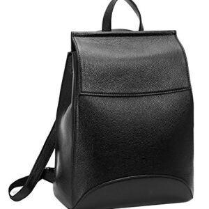 HESHE Genuine Leather Backpack Designer Purses for Women Casual Daypack and Anti Theft Ladies Shoulder Bags (Black-R)
