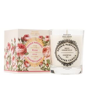 panier des sens rose scented candles, candles for home scented 100% cotton wick – made in france – 6oz/180g