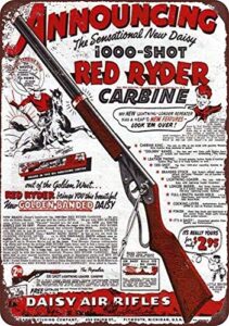 isaric tin sign 1940 daisy red ryder bb gun vintage look reproduction 8 x 12 metal sign