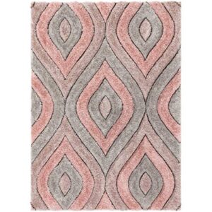 well woven moira pink geometric trellis thick soft plush 3d textured shag area rug 8×10 (7’10” x 9’10”)