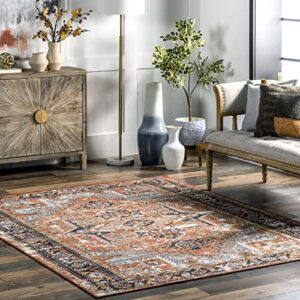 nuloom sherita distressed persian area rug, 9′ 10″ x 13′ 8″, rust