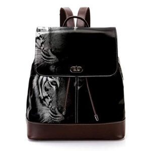 black white beautiful tiger pu leather backpack fashion shoulder bag rucksack travel bag for women girls