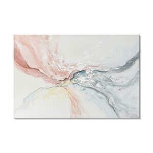 pink abstract wall art large canvas paintings blush and grey water flow marble shapes trendy picture modern framed artwork for bedroom living dining room kitchen office wall decor 36″x24″