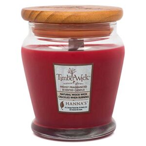 hanna’s candle company 100463 timber wick candle with wooden lid, 9.25-ounce, cinnamon sugar