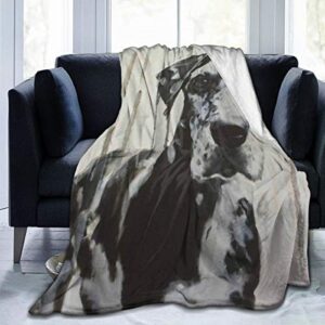large black and white harlequin great dane fleece blanket throw lightweight blanket super soft cozy bed warm blanket for living room/bedroom all season