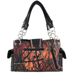 Zelris Camouflage Shine Glow Buckle Women Conceal Carry Handbag with Wallet Set (Orange)