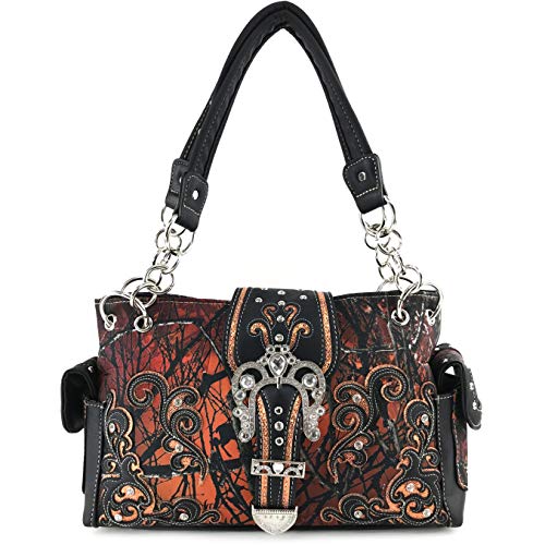 Zelris Camouflage Shine Glow Buckle Women Conceal Carry Handbag with Wallet Set (Orange)