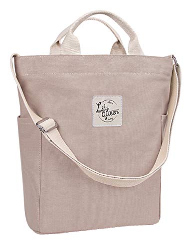 Lily queen Women Canvas Tote Handbags Casual Hobo Shoulder Bag Crossbody (Taupe Grey)