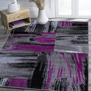 handcraft rugs-purple/gray/silver/black/abstract contemporary modern brush design mixed colors area rug