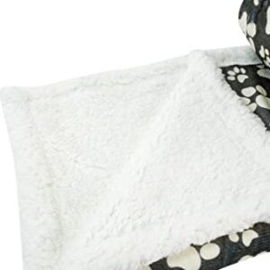 Longrich Flannel Paw Print & Ultra Soft Sherpa Throw Blanket, 50" W X 60" W, Grey with Brown Paw Print