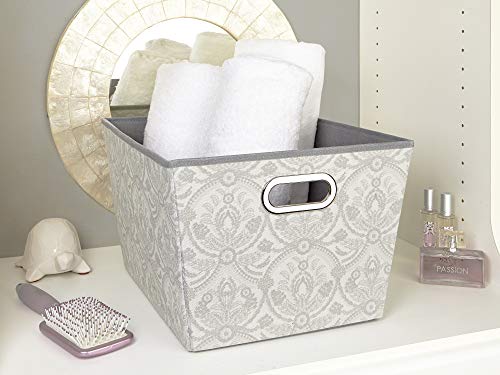 Laura Ashley Large Grommet Bin Basket Almeida Closet Storage, Dove Grey