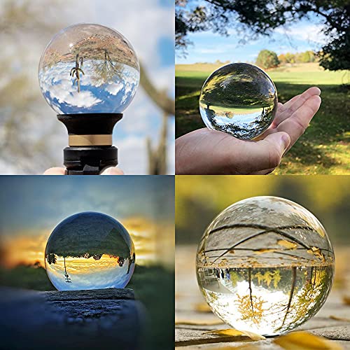 Besnfoto Crystal Ball Photography 90mm K9 Clear Lens Ball Sphere with Mini Tripod Base Stand Decorative Glass Props Ball with Padded Shockproof Sleeve Bag