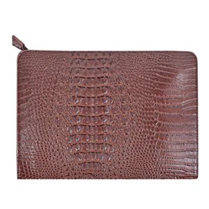mily fashion crocodile pattern oversize leather envelope clutch ladies portfolio evening handbag brown