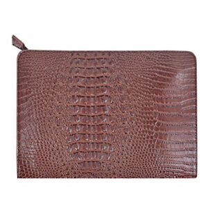 Mily Fashion Crocodile Pattern Oversize Leather Envelope Clutch Ladies Portfolio Evening Handbag Brown