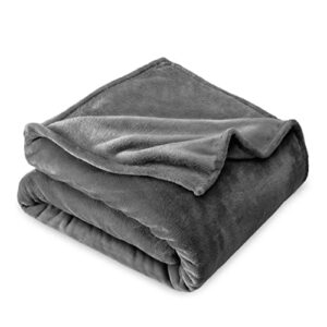 bare home fleece blanket – full/queen blanket – grey – lightweight blanket for bed, sofa, couch, camping, and travel – microplush – ultra soft warm blanket (full/queen, grey)