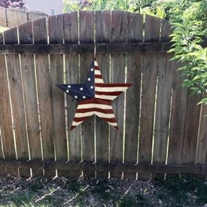 Patriotic Metal Barn Star Hanging Wall Decor 3D Dimensional Star Barn Outdoor Indoor 4th of July Decoration