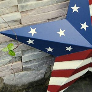 Patriotic Metal Barn Star Hanging Wall Decor 3D Dimensional Star Barn Outdoor Indoor 4th of July Decoration
