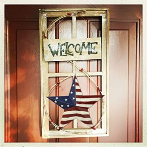 Patriotic Metal Barn Star Hanging Wall Decor 3D Dimensional Star Barn Outdoor Indoor 4th of July Decoration