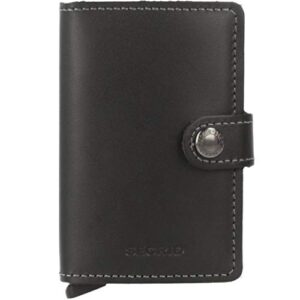 secrid mini wallet genuine black leather with rfid protection / with one click all cards slide out gradually