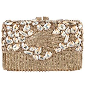 fawziya hand purse for womens evening bag hard case rhinestone clutch-smoky yellow