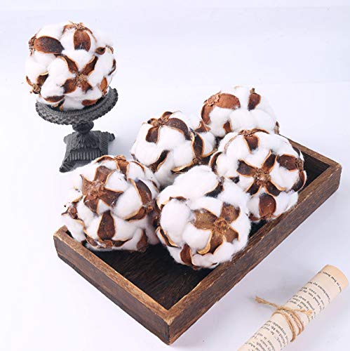 Bibelot Set of 6 Decorative Balls, Bowl Fillers, Cotton Farmhouse Decor 4.5"