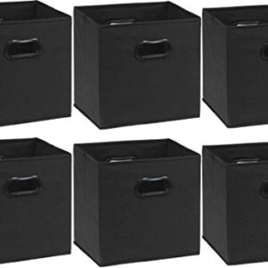 6 Pack - SimpleHouseware Foldable Cube Storage Bin with Handle, Black