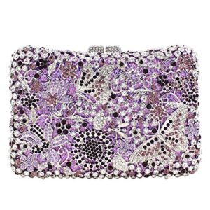 ladies wedding clutch-purse chain rhinestone evening-bag luxury handbag purple