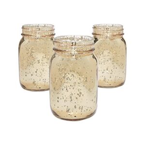 fun express gold painted mason jars – bulk set of 12 glass decorative jars – wedding, centerpiece and home decorations