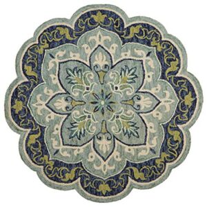 lr home dazzle area rug, 4′ round, teal
