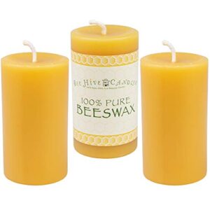 bee hive candles 100% pure beeswax pillar candle (2″ x 3″ (3-pack))