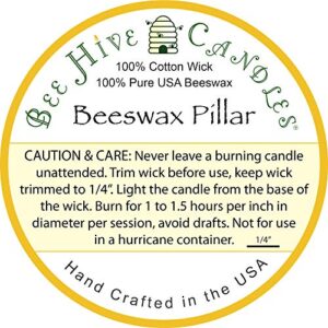 Bee Hive Candles 100% Pure Beeswax Pillar Candle (2" x 3" (3-Pack))