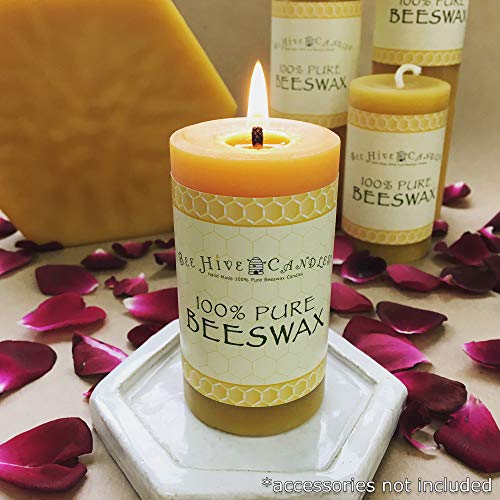 Bee Hive Candles 100% Pure Beeswax Pillar Candle (2" x 3" (3-Pack))