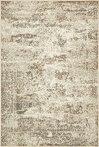 Unique Loom Tuareg Collection Distressed Abstract Traditional Vintage Area Rug, 4 ft x 6 ft, Beige/Brown