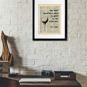 Ben Hogan Golf Quote - Dictionary Art Print - Vintage Dictionary Art Decor Home Vintage Art Abstract Prints Wall Art for Home Decor Wall Decorations - Print Only D190