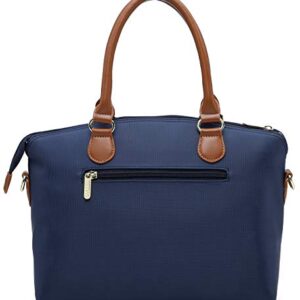 NNEE Water Resistance Nylon Top Handle Satchel Handbag with Multiple Pocket Design - Navy