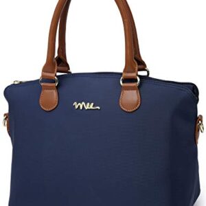 NNEE Water Resistance Nylon Top Handle Satchel Handbag with Multiple Pocket Design - Navy