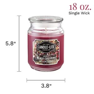 CANDLE-LITE Scented Juicy Black Cherries Fragrance, One 18 oz. Single-Wick Aromatherapy Candle with 110 Hours of Burn Time, Dark Red Color