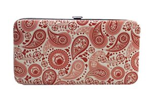 chicastic pink paisley print flat hard clutch wallet