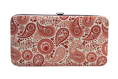 Chicastic Pink Paisley Print Flat Hard Clutch Wallet