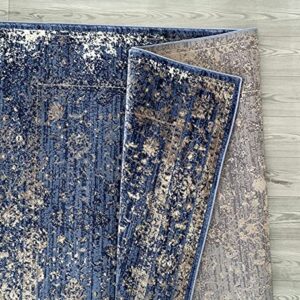 Luxe Weavers Distressed Blue 5 x 7 Area Rug Vintage Carpet