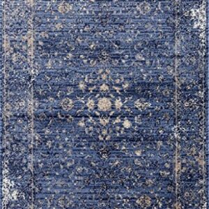 Luxe Weavers Distressed Blue 5 x 7 Area Rug Vintage Carpet