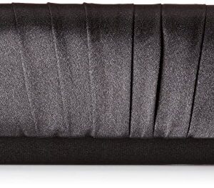 Damara Womens Satin Pleated Clutch Bag Wedding Bridal Prom Evening Handbag,Black, Large