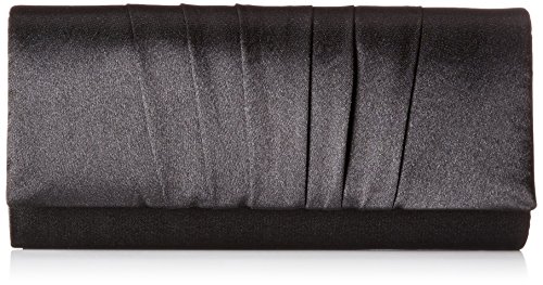 Damara Womens Satin Pleated Clutch Bag Wedding Bridal Prom Evening Handbag,Black, Large